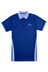 製造短袖藍色Polo恤   自訂撞色翻領 撞色袖口男裝熱升華  熱升華製衣廠  100%Polyester 清潔公司 P1391  